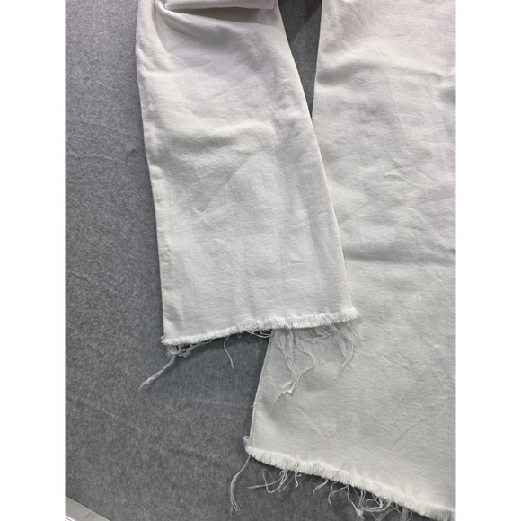 Zara Womens White Wide Leg Frayed Hem Denim Jeans High Rise Size 8 - Picture 14 of 16
